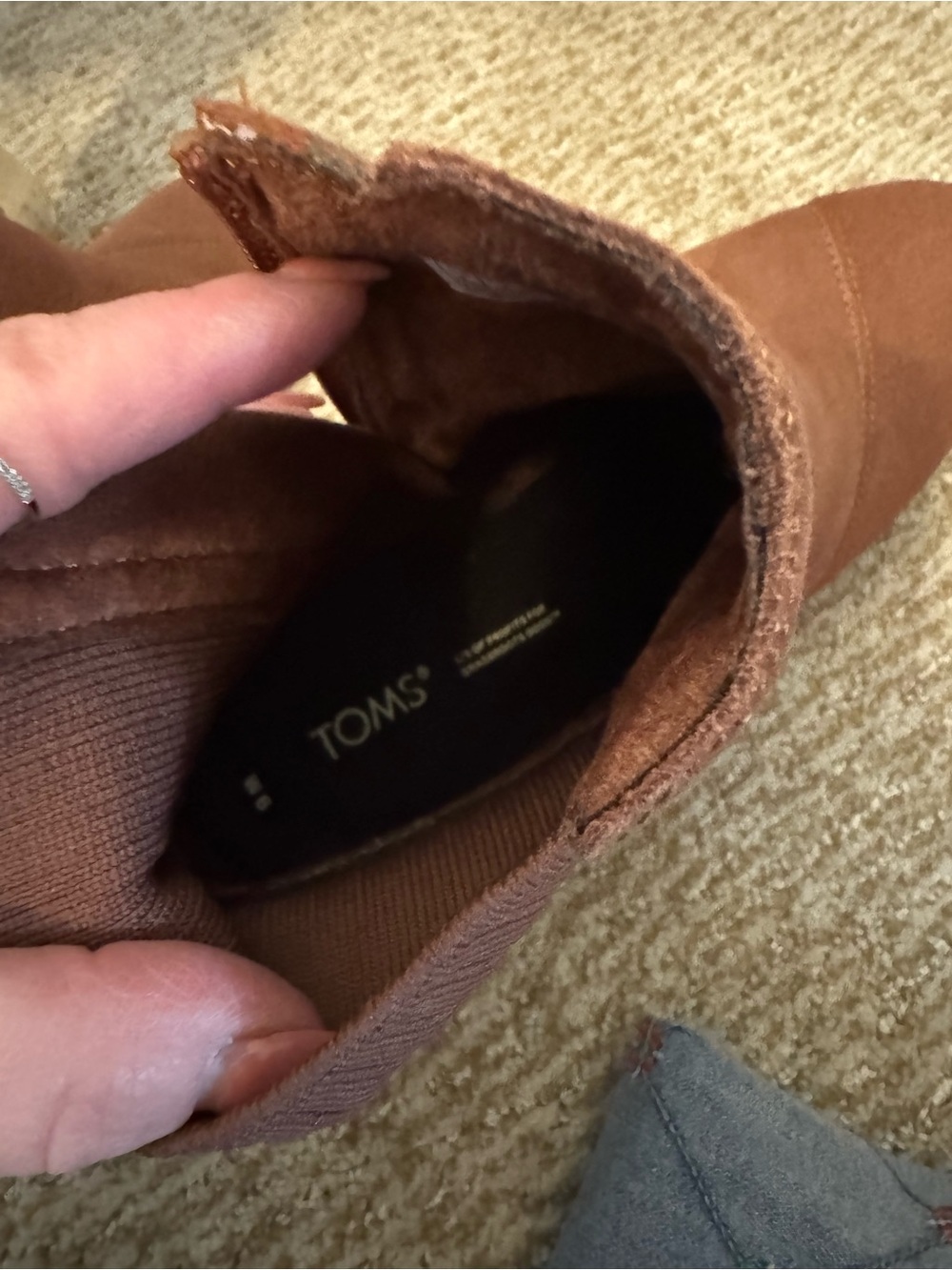 Toms Rust Suede Ankle Booties with Plaid Panel - Picture 3 of 7